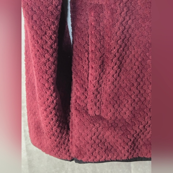 Fila Sport Long Sleeve Full Zip Fleece Jacket Burgundy Black Logo Womens MED EUC - Picture 4 of 9